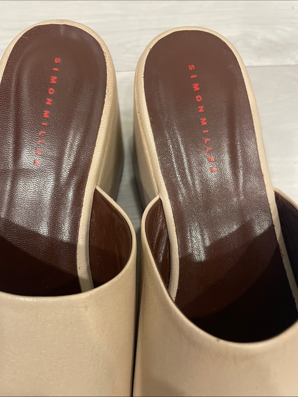 Simon Miller ‘Blackout’ Platform in Light Beige Vegan Leather Sandals Size 40 - Picture 4 of 14